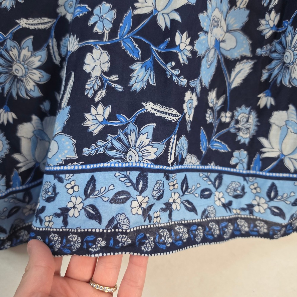 Vineyard Vines Floral V-Neck Balloon Sleeve Blouse Blue White Small - Picture 5 of 8